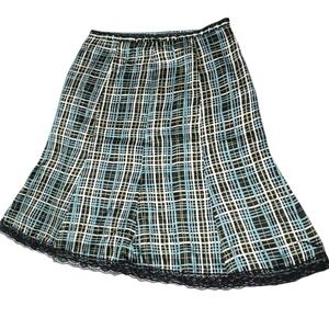 Y2K 90s The Limited 100% Silk Plaid A Line Skirt Coquette Academia Prep Lace -10